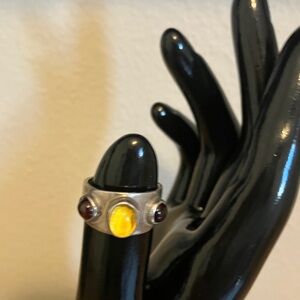 Sterling Silver Ring with Citrine garnet Stones